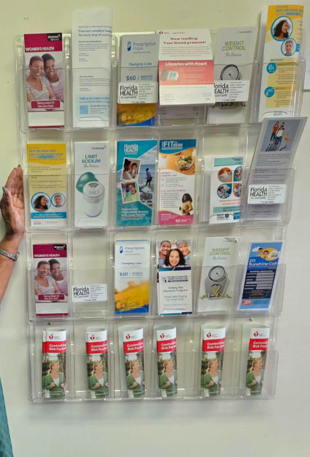 Health Hub display with community health information materials